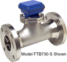 FTB700 Series Shown with DPF140 Series Display:Turbine Flow Meters PVC Flange Mount