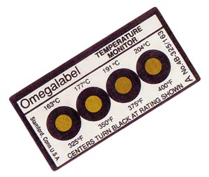 4A-(*),4B-(*) and 4C-(*):Non-Reversible OMEGALABEL™ Temperature Monitors, 4 Temperatures Per Label