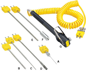 HYP5, SMP-NP, SMP-RT, SMP-AP, SMP-HT and 88000-RSC:Quick Connect Surface Thermocouple Probes with Miniature Connectors, Retractable Cable and Utility Handle