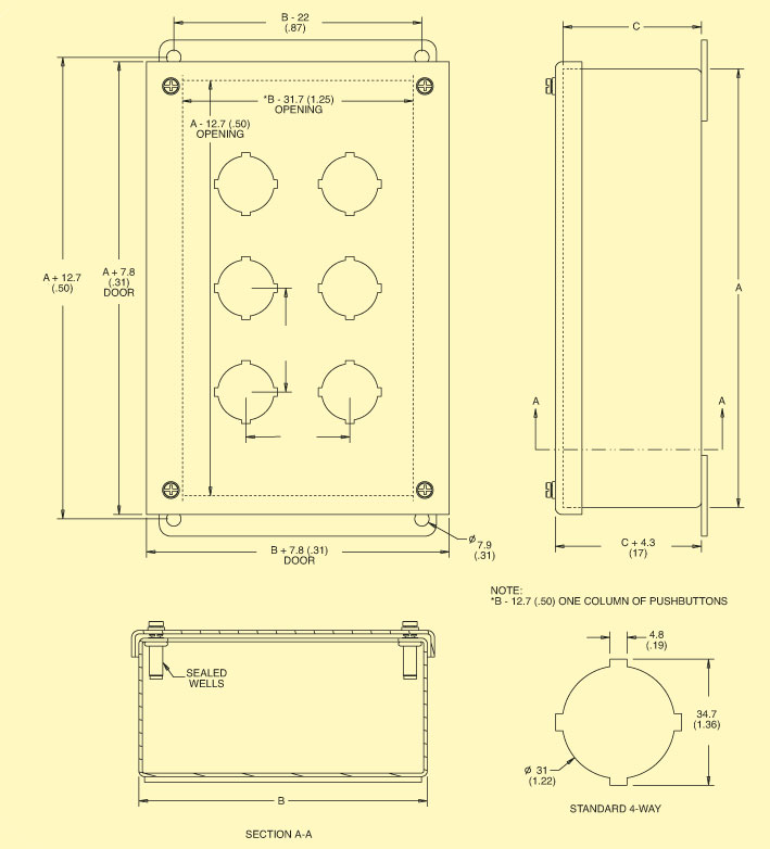 SCE_PB Series Dimensions Diagram